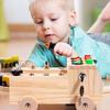 Wooden Montessori Busy Board Sensory Toys Switch Control Box LED Light Tool Cart Screw Game Early Learning Toy for 2-4 Years Old