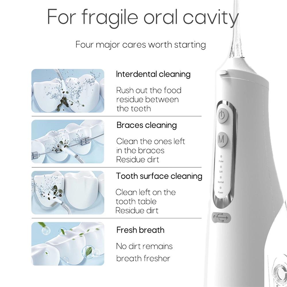 Oral Irrigator USB Rechargeable Water Flosser Portable Dental Water Jet 310ML Water Tank Waterproof Teeth Cleaner Travel