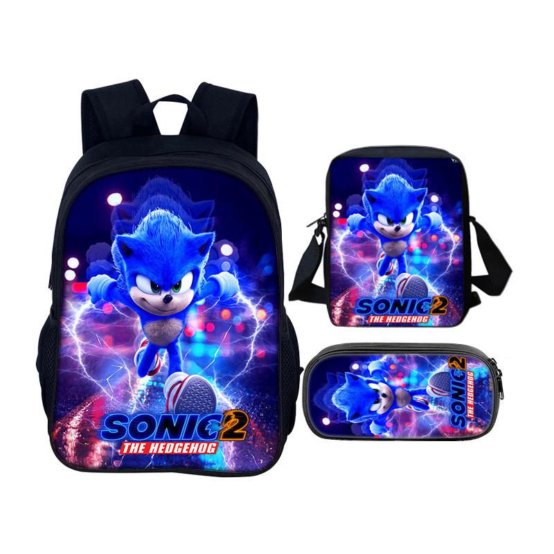 Sonic The Hedgehog 2 Book Bag Set With Waterresistant Polyester For School And Travel