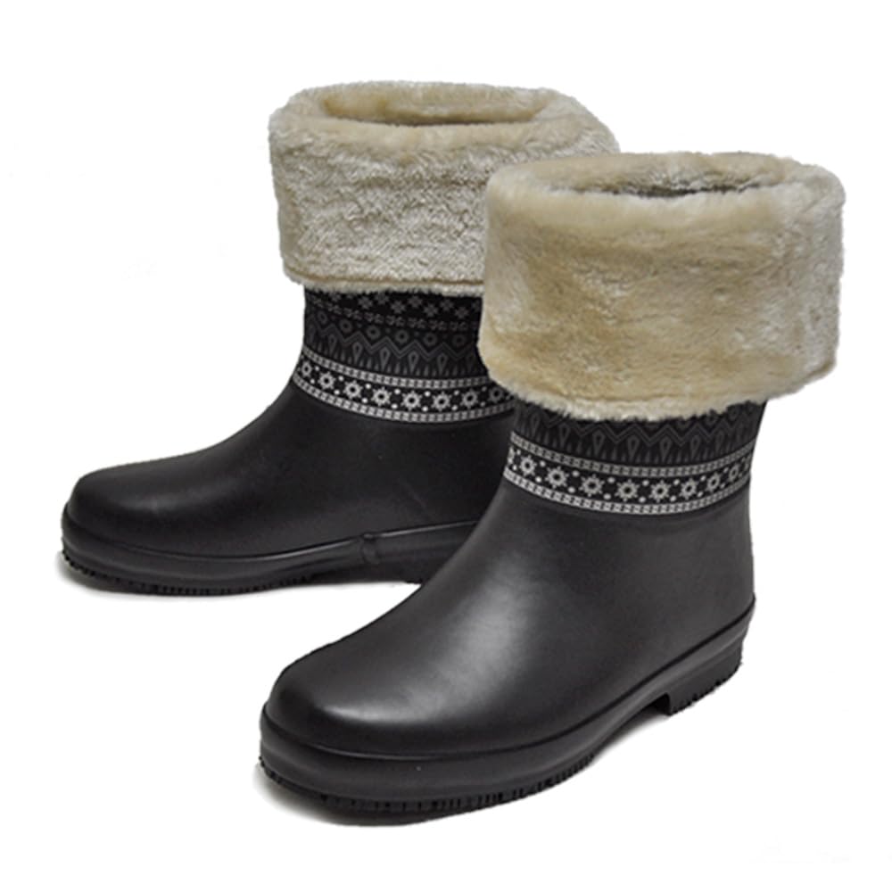 Okamoto RLU-6302GS Women's Snow Boots, Cold Weather Boots, and Rain Boots (Black, Large)