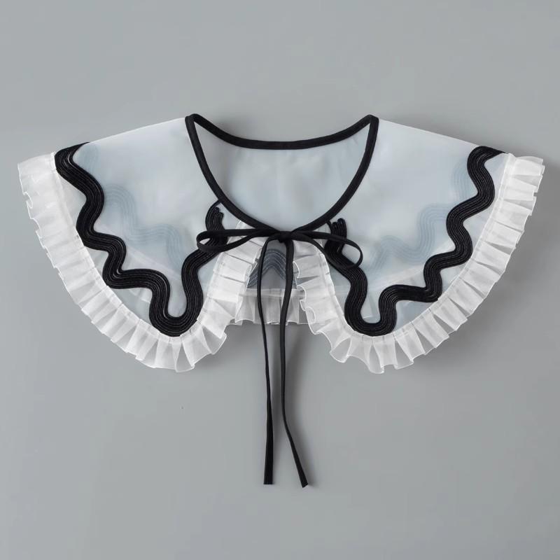Perfect Match Pink Women Scarf Shawl Detachable Collar Tie Necklace Embroidery Lapel Fake False Collar Woman Lace Tie Neckwear Nep Kraagie
