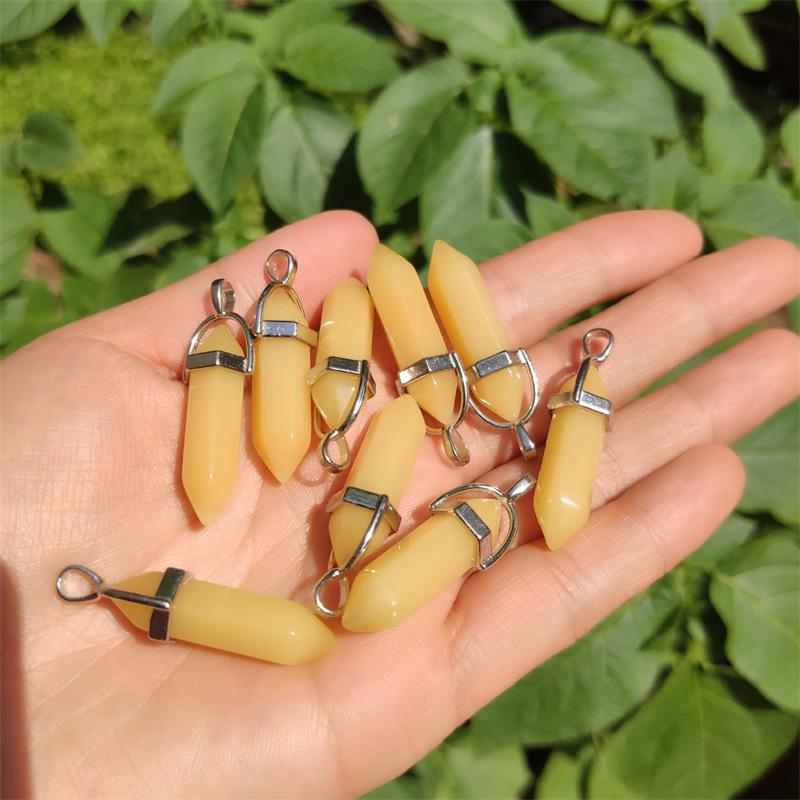 Crystal Hexagonal Pendant Necklace - European & American Popular Luminous Bullet Head Design