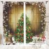 2 Pieces, Christmas Tree Snowflake Wood Curtain -30% Blackout - Suitable for Living Room, Bedroom, Kitchen, Home Decoration