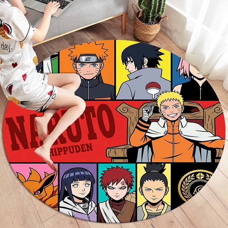 Naruto Shinobi Legacy Round Area Rug Carpet Rug For Living Room Bedroom Sofa Playroom Decor Nonslip Floor Mat