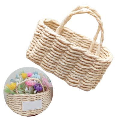 Miniature Dollhouse Woven Basket 1/12 Scale for Dollhouse Playset Wickerwork Handcrafted Wicker Punnet