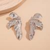 Elegant Big Metal Leaf Stud Earrings for Women Trendy Ladies Designer Statement Earrings Accessories 2026 Fashion Jewelry Female