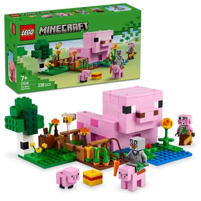 LEGO Minecraft Baby Pig House Toy - Birthday Present, Building Blocks, for Girls and Boys, Ages 7, 8, 9, Elementary School, Game (21268)