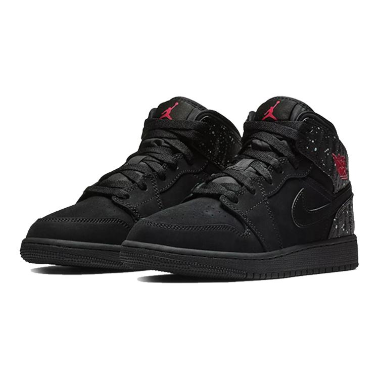 Air Jordan 1 Mid Grade School 'Black Rush Pink' (Unisex) Black / Rush Pink-White-Black Vintage Basketball Shoes 555112 001