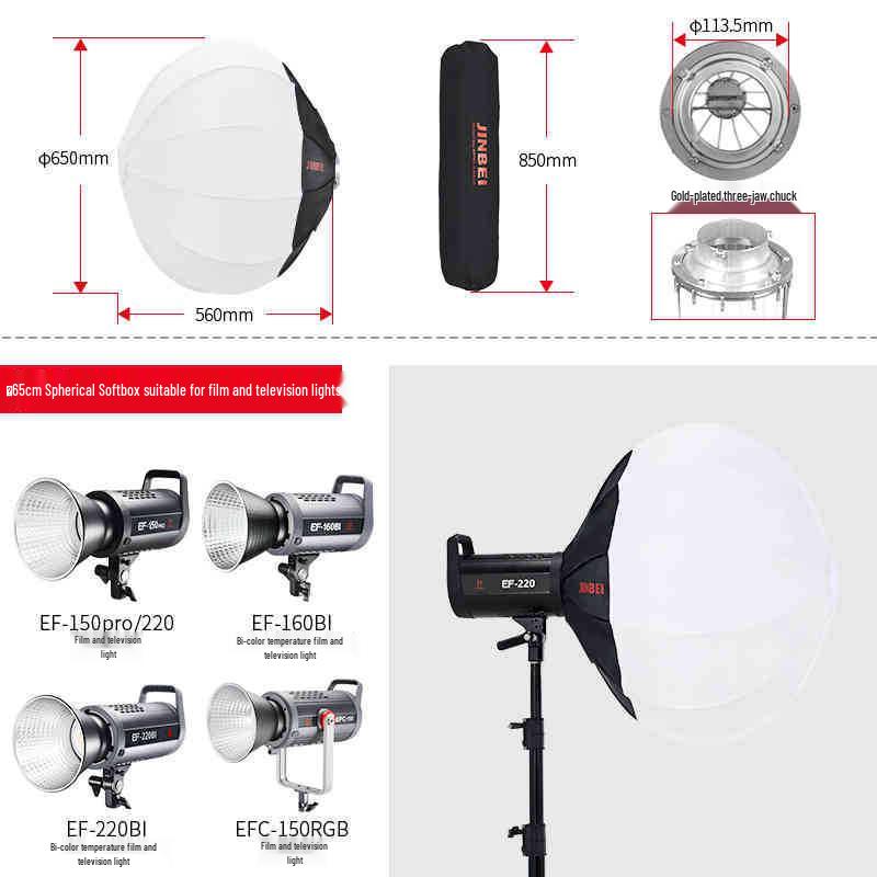 8K Gold 56CM/65CM/85CM Spherical Softbox: Portable Photography Light Ball Cover