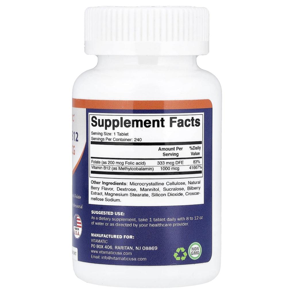 Vitamatic, Methyl B12, Natural Berry, 240 Quick-Dissolving Tablets