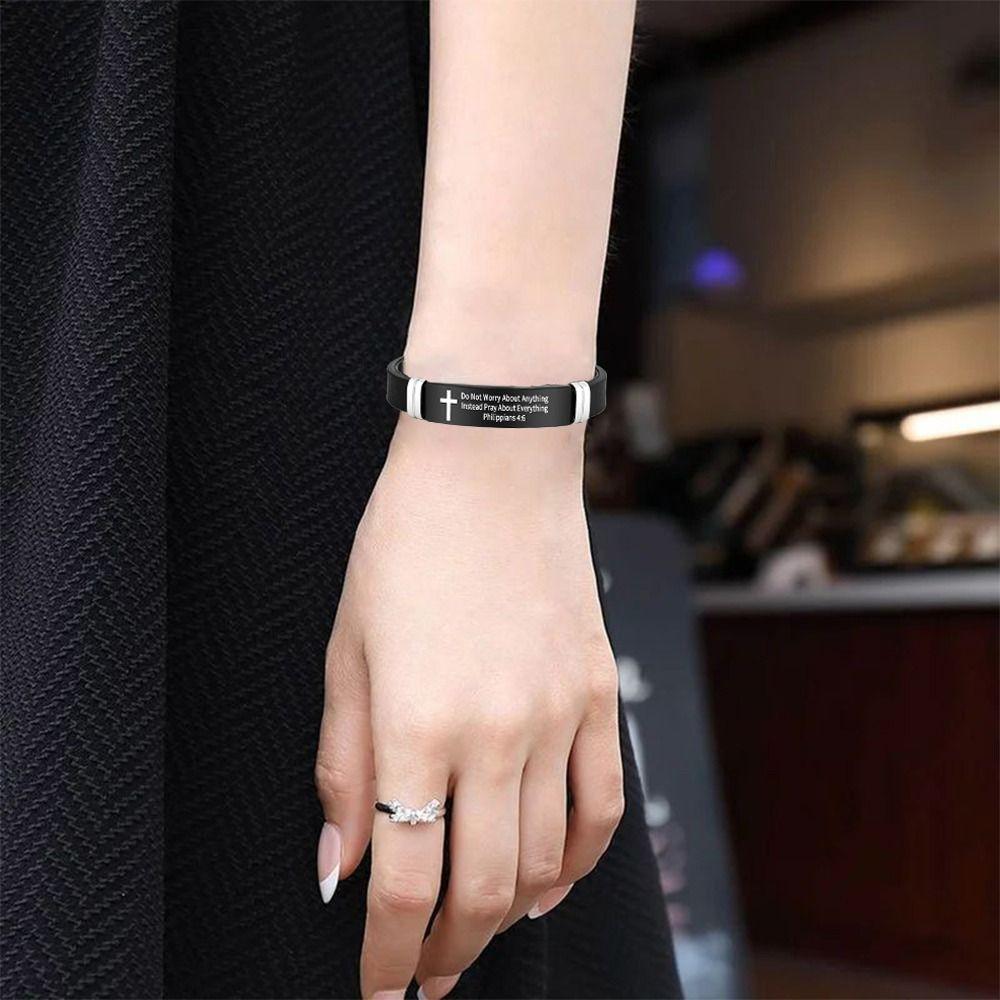 ID Wristband Family Friendship Bracelet Cross Design Christian Bracelet  Religious Gifts