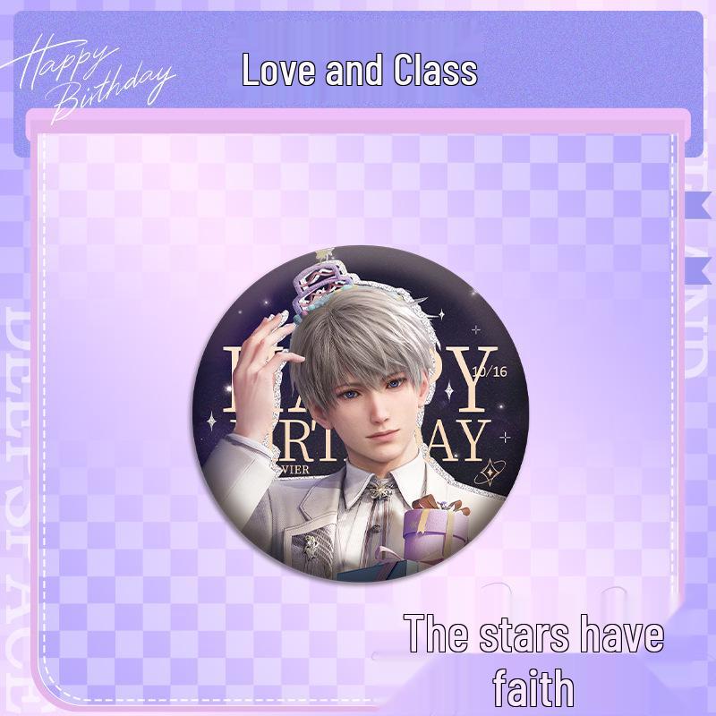 

Love & Deepspace Shen Xinghui Birthday Acrylic Standee & Double Flash Badge Keychain Set Layered High-Definition Print