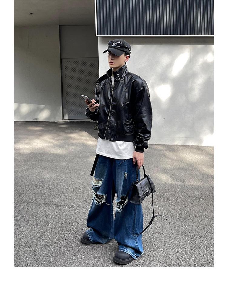 Herren Retro Amerikanischer Stil Leder Baseballjacke - Winter Motorrad Cleanfit