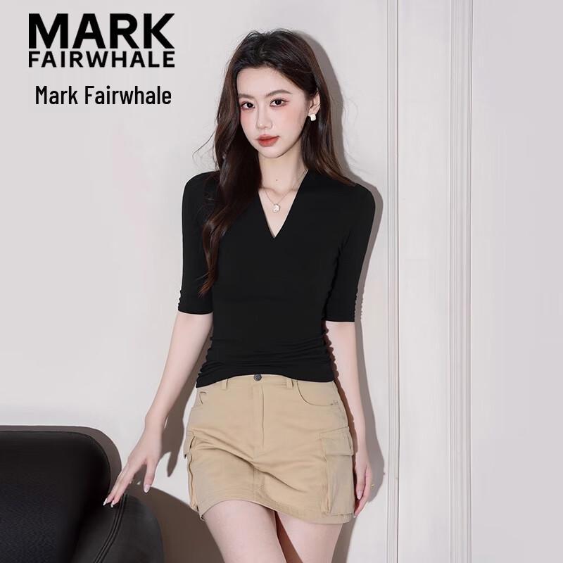 MARK FAIRWHALE Women s Slim-Fit Deep V-Neck T-Shirt 2XL чёрный