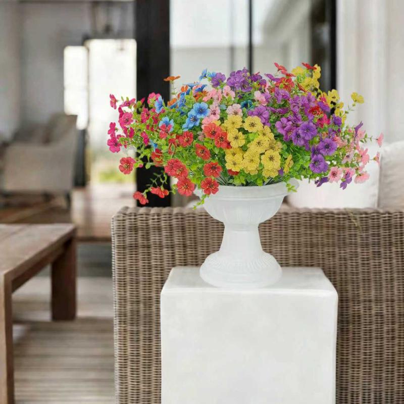 2Pcs Artificial Violet Flowers Faux Silk Bouquets Realistic Fake Plants for Living Room Home Wedding Event Table Decor
