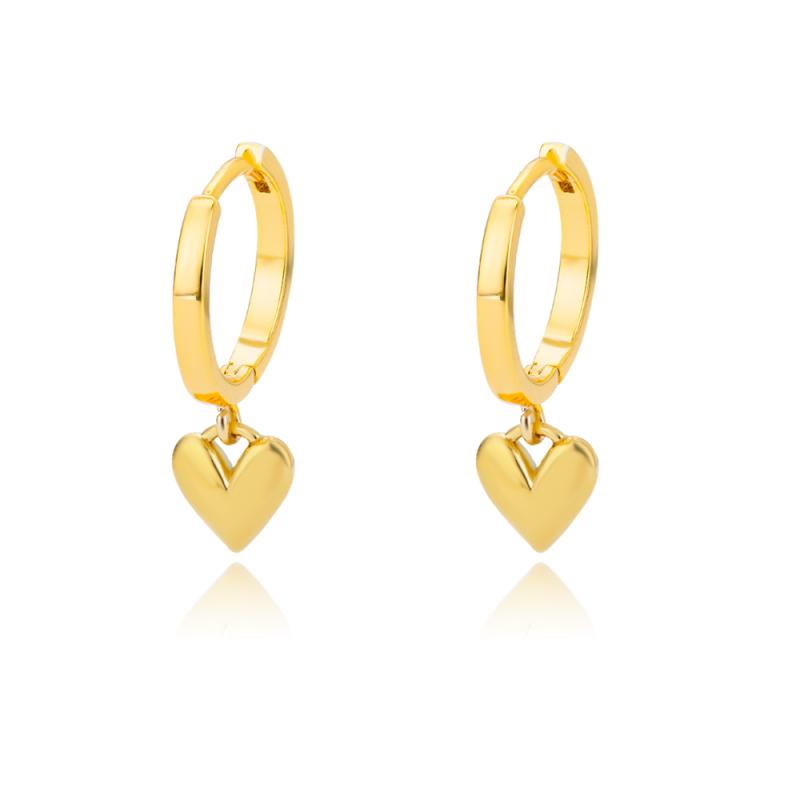 Women's Shape Earrings Gold Plated Copper with  Heart Zircon Minimalist Geometric Jewelry Set Dangle Earrings for Daily Wear