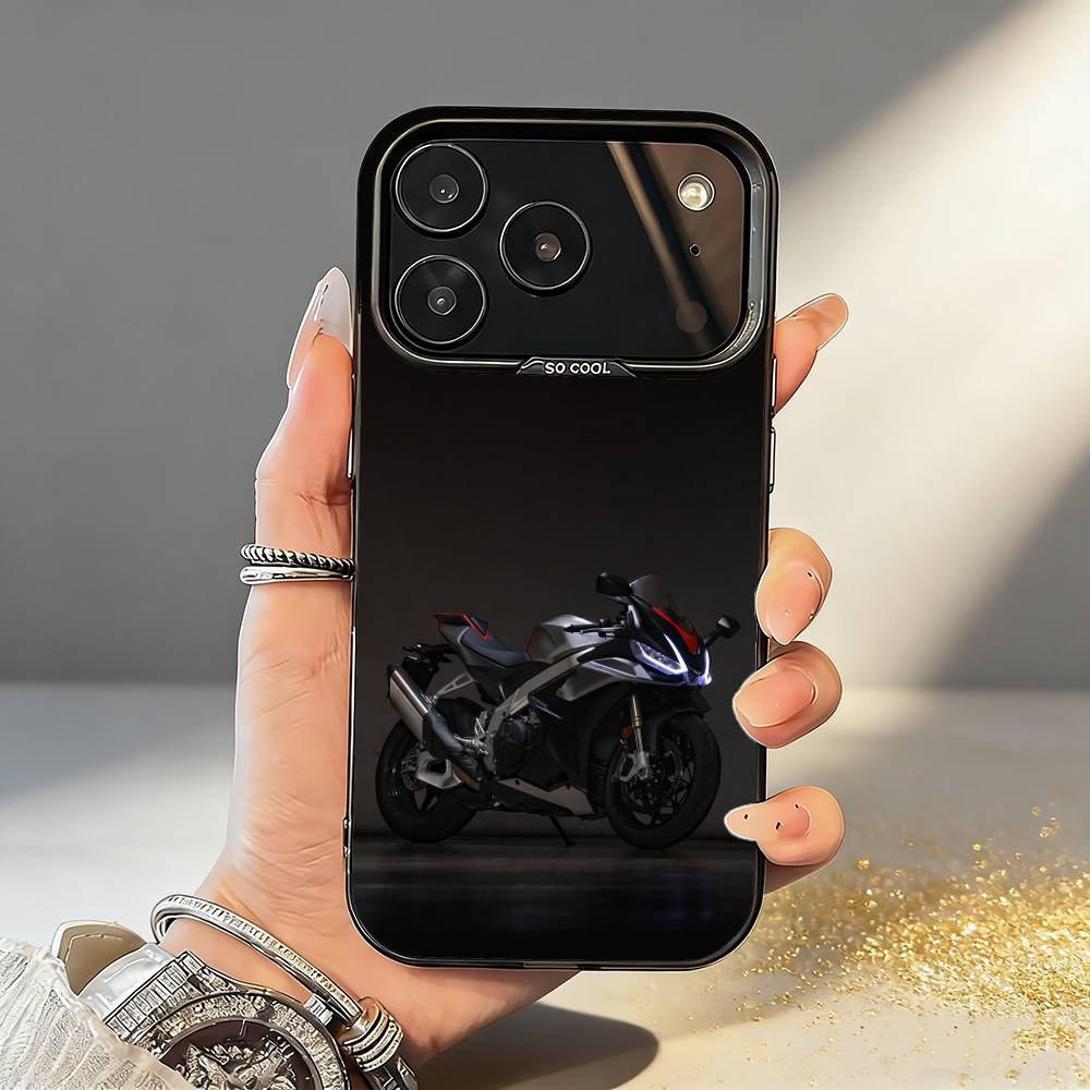 Black-Red M-Motorcycle-660 Phone Case For iPhone17 16 15 14 13 12 Pro Max Grey Black Matte Laser Metallic Aurora Funda