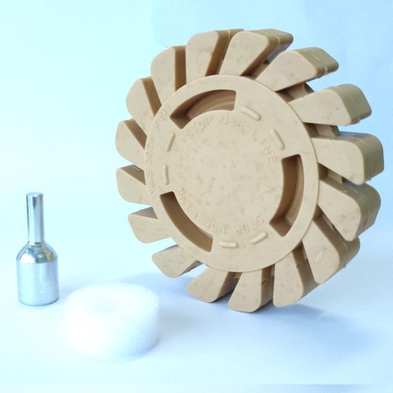 Decal Removal Eraser Wheel with Power Drill Arbor-Adapter Rubber Pinstripe 100mm