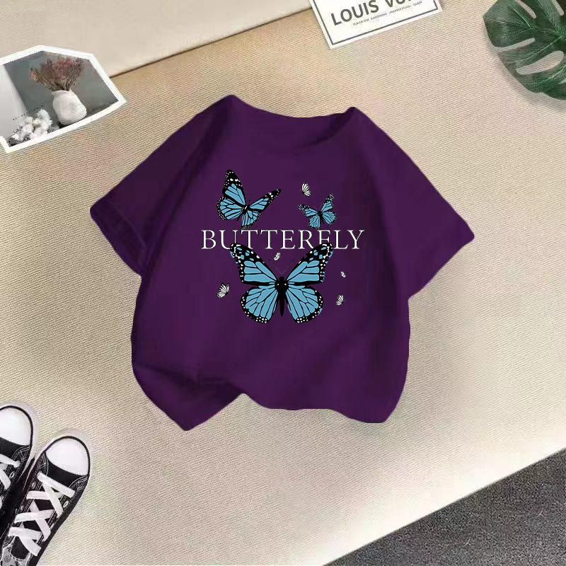 T-shirt décontracté à manches courtes pour enfants - T-shirt d'été ample pour filles avec nœud