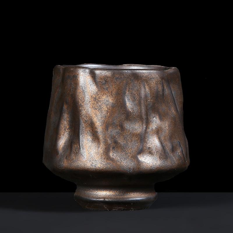 Wabi-sabi Tea Cup Handmade Japanese Retro Coarse Pottery Coffee Cup Cross-border Ceramic Tea Cup Household Water Cup Zen