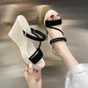 Wedge heel slippers summer foreign trade large size two wear sandals women's muffin thick-soled thin strap open-toed Roman shoes