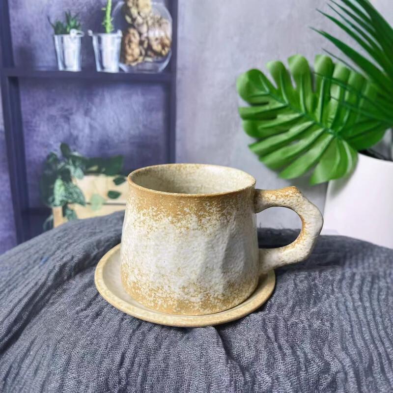 OLOEY Kiln-Fired Ceramic Coffee Mug and Saucer Set
