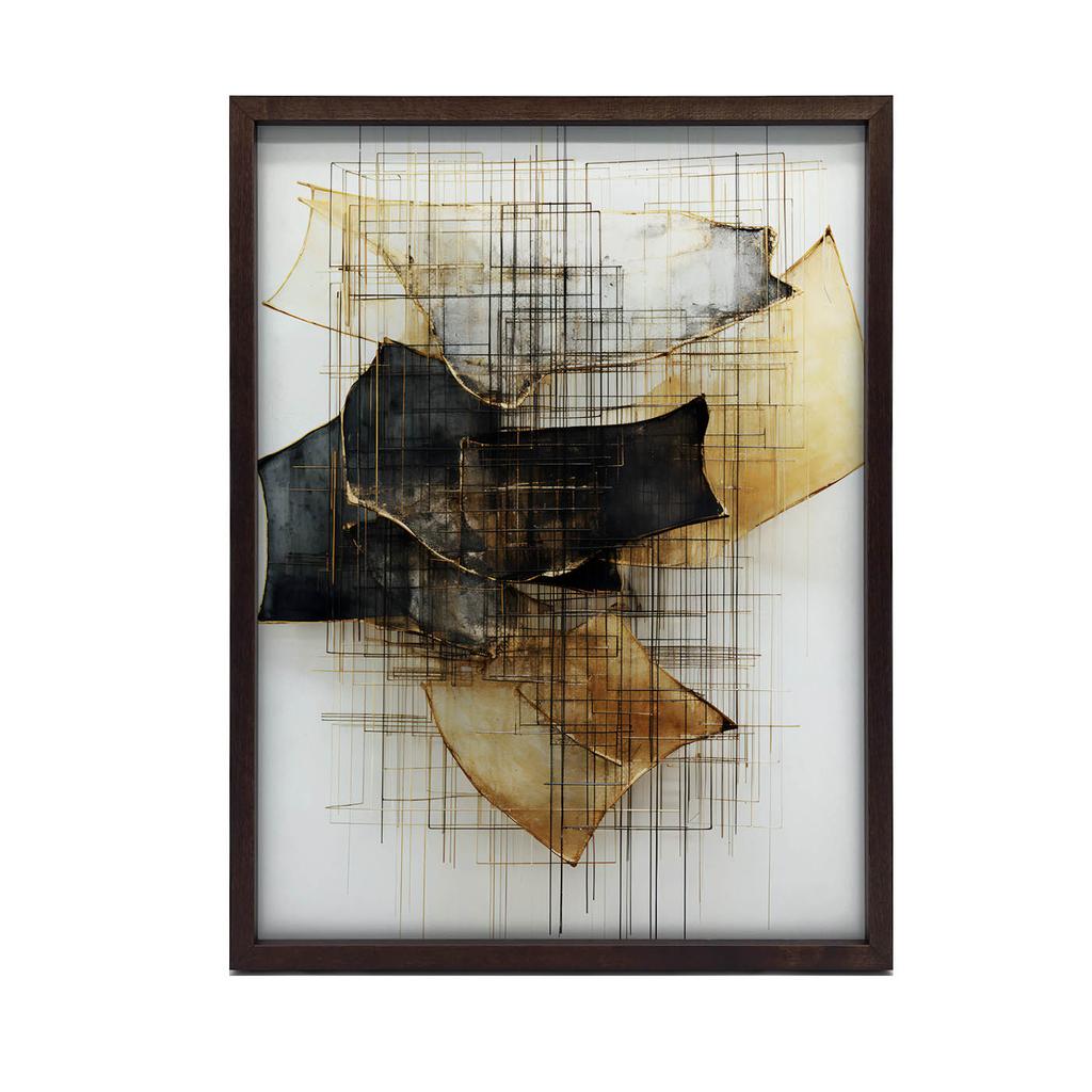 Gold and Black Sculpture In Space Gold and Black Sculpture In Space, 50X70 Cm, Gold Aluminum Frame, 230 Gsm Matte Paper