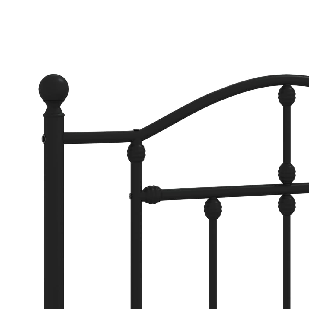 Metal Bed Frame with Headboard and Footboard Black 107x203 cm