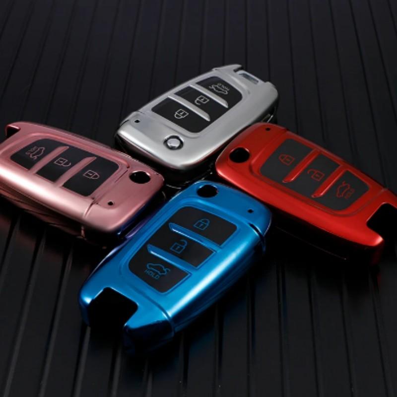 Fashion TPU Car Flip Key Case Cover for Hyundai Elantra Solaris Tucson I30 I35 I40 KONA Genesis Santa Fe Azera Accessories