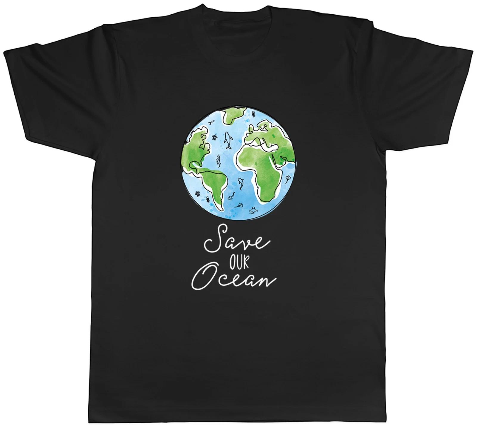 Save our Ocean Globe World Sea Life Protection Mens T-Shirt Tee Gift Top XXL