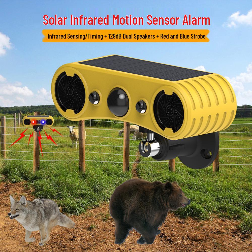 Solar-Powered Dual-Speaker Outdoor Pest Repeller with Red & Blue Flashing Lights