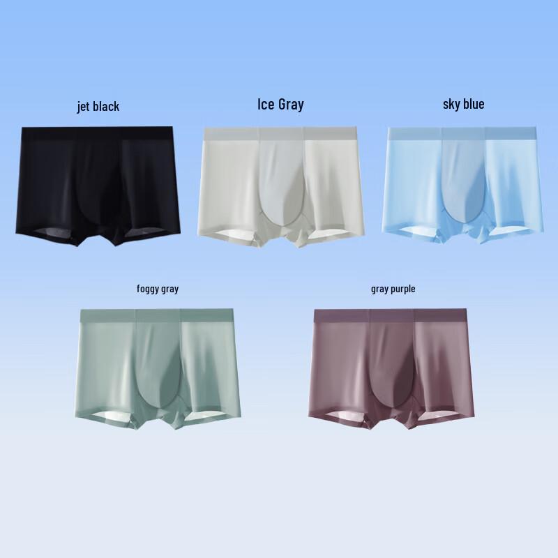 Audifen Men's Ice Silk Seamless Boxer Briefs 5-Pack