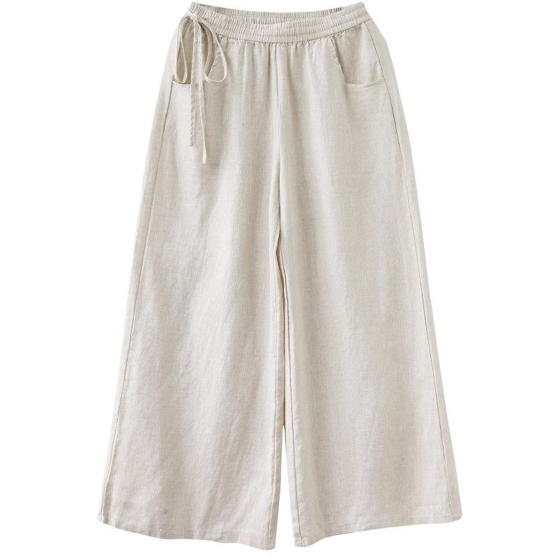 Spring and Autumn Women's High Waisted Pants Retro Artistic Loose Fitting Slimming Straight Leg Casual Pants