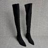 Fashion Winter Fashion Pointed Toe Women Long Over The Knee Boots Street Style Thick Heels Party Stripper Female Shoes
