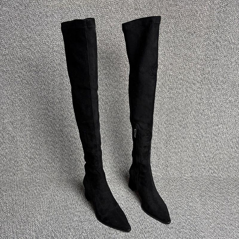 Fashion Winter Fashion Pointed Toe Women Long Over The Knee Boots Street Style Thick Heels Party Stripper Female Shoes