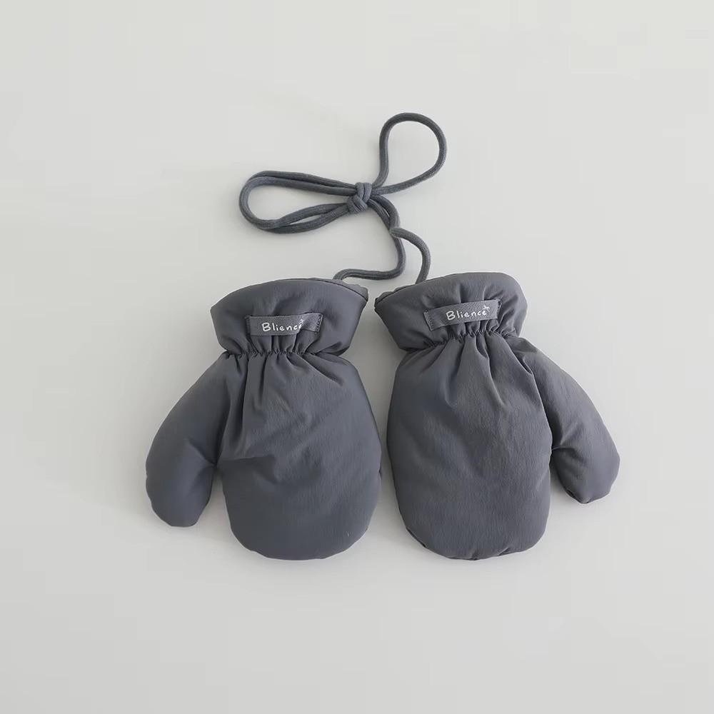 1 Pair Winter Warm Waterproof Mittens Solid Color Children's Gloves Full Cover Glove For Boys Girls
