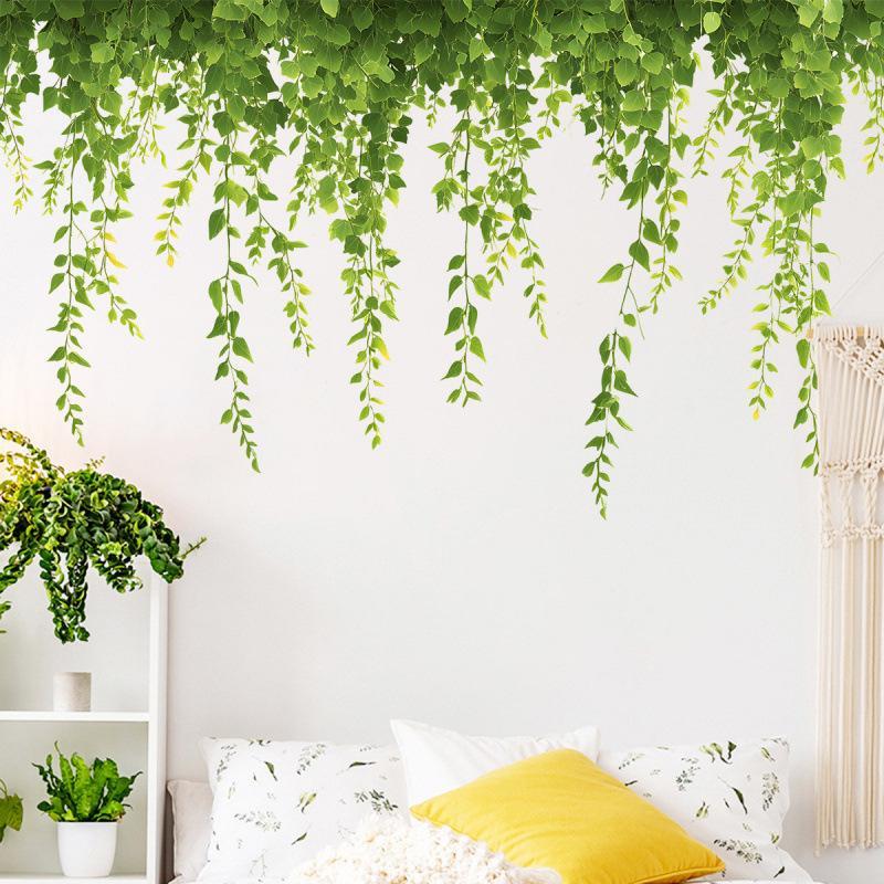Simulation Green Vine Plant Vine Strip Living Room Entrance Bedroom Wall Decoration Sticker Self-Adhesive Sticker