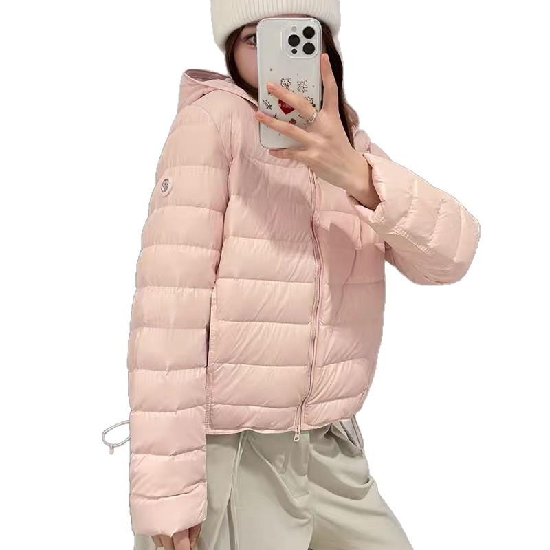 Down Jacket Women's Short Autumn and Winter New White Duck Down Ribs Versatile and Thin Lightweight Hooded Warm Jacket