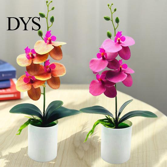 Artificial Bonsai Plant No-watering Realistic Weather-resistant Outdoor Indoor Fresh-keeping Potted Fake Orchid Flower for Balcony