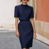 Ensemble deux pièces pour femmes, style urbain élégant, européen et américain, col rond, manches courtes, haut + jupe crayon slim longueur genou