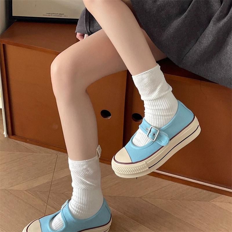

Zhike~ Retro thick-soled shallow mouth Mary Jane single shoes women s 2025 new summer skirt Korean version canvas shoes 40