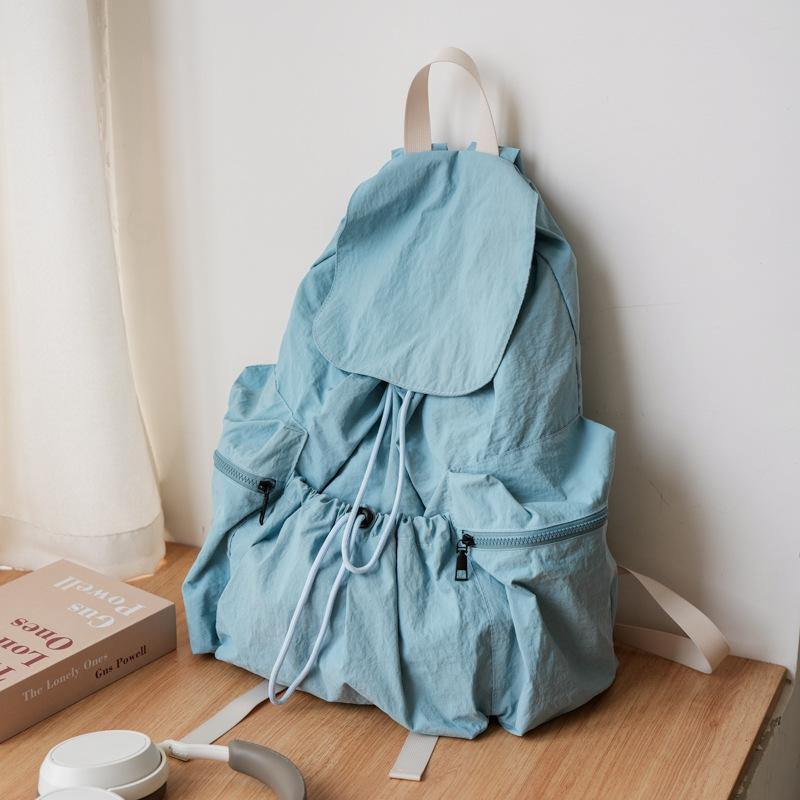 

ins style girls backpack 2025 new Korean version fashion pleated personality large capacity high school student flip bag світло-синій колір
