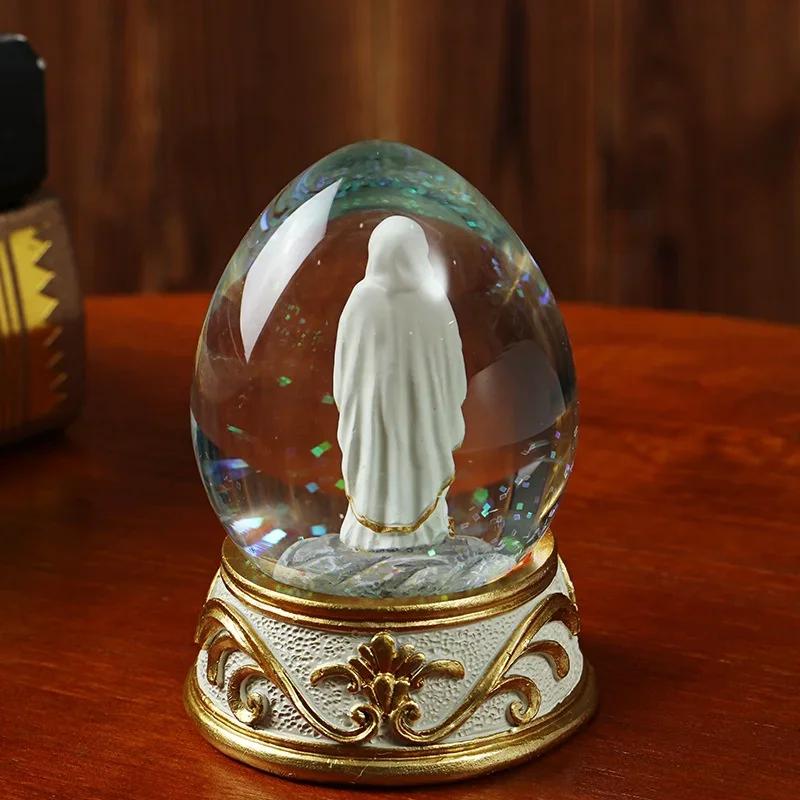 Resin Crafts Acrylic Crystal Ball Our Lady Pray Christmas Glass Home Car Decoration Easter Eggs.