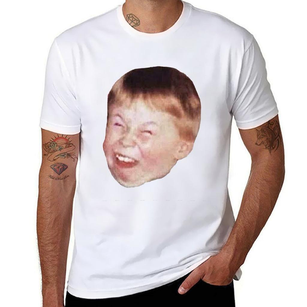 Little Kid Redhead Fat Laughing Mocking Funny Meme Face Classic TShirt Basic Short Sleeve Cotton Blend TShirt