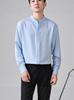 Men's High-End Slim Fit White Shirt with Stand Collar and Hidden Buttons – Long Sleeve Business Attire.