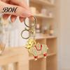 Wear-resistant Keyring Zodiac Keychain with Rhinestones, Sheep Design Bag Pendant, Chinese New Year Lucky Rhinestones Inlaid Key Charm, Feng
