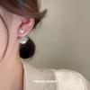 Diamond-set pearl double-sided earrings Korean ins temperament cold wind earrings fashion design earrings women