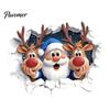 Christmas Toilet Decals Santa Claus And Elk Stickers, 3D Wall Breaking Decals, Visual Hole Art Waterproof PVC Decorative Stickers for Bathroom