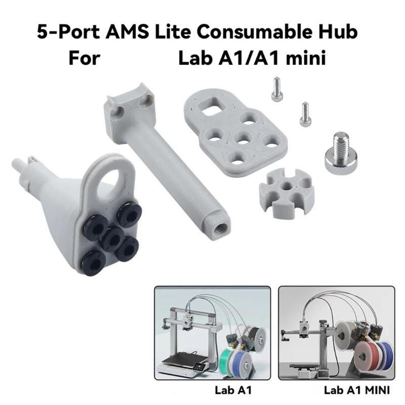 Kit Hub Filamenti Compatto a 5 Porte per Laboratorio A1MINI V2 Migliora l'Efficienza di Stampa Adattatore