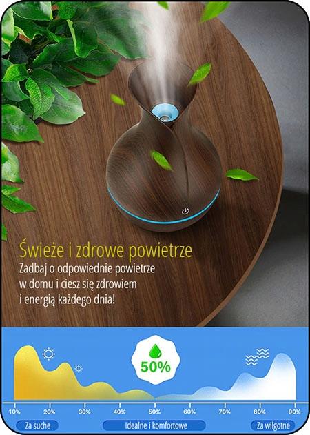 Nawilżacz powietrza dyfuzor zapachowy aromaterapia wydajny - eko design